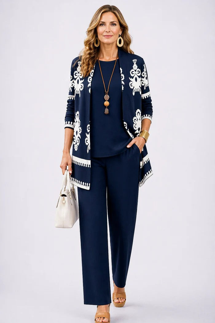 Women's Printed Jacket, Tunic and Trousers Three-Piece Set – source image 7
