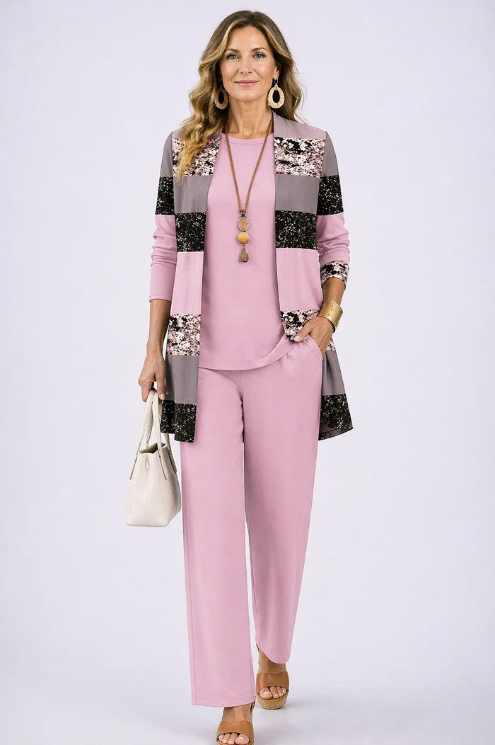 Women's Printed Jacket, Tunic and Trousers Three-Piece Set – source image 5
