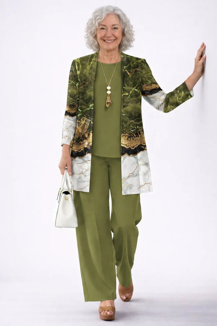 Women's Printed Jacket, Tunic and Trousers Three-Piece Set – source image 12