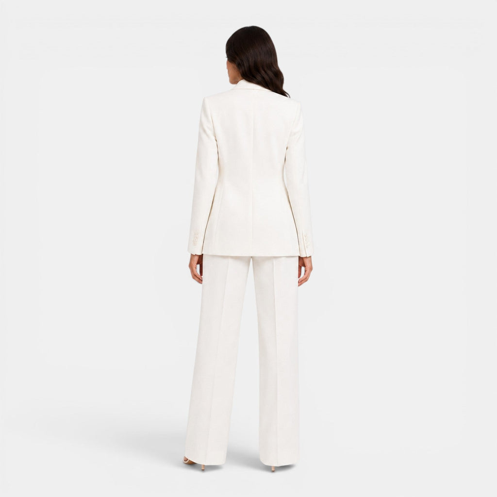 Women's tailored blazer and wide leg trousers suit