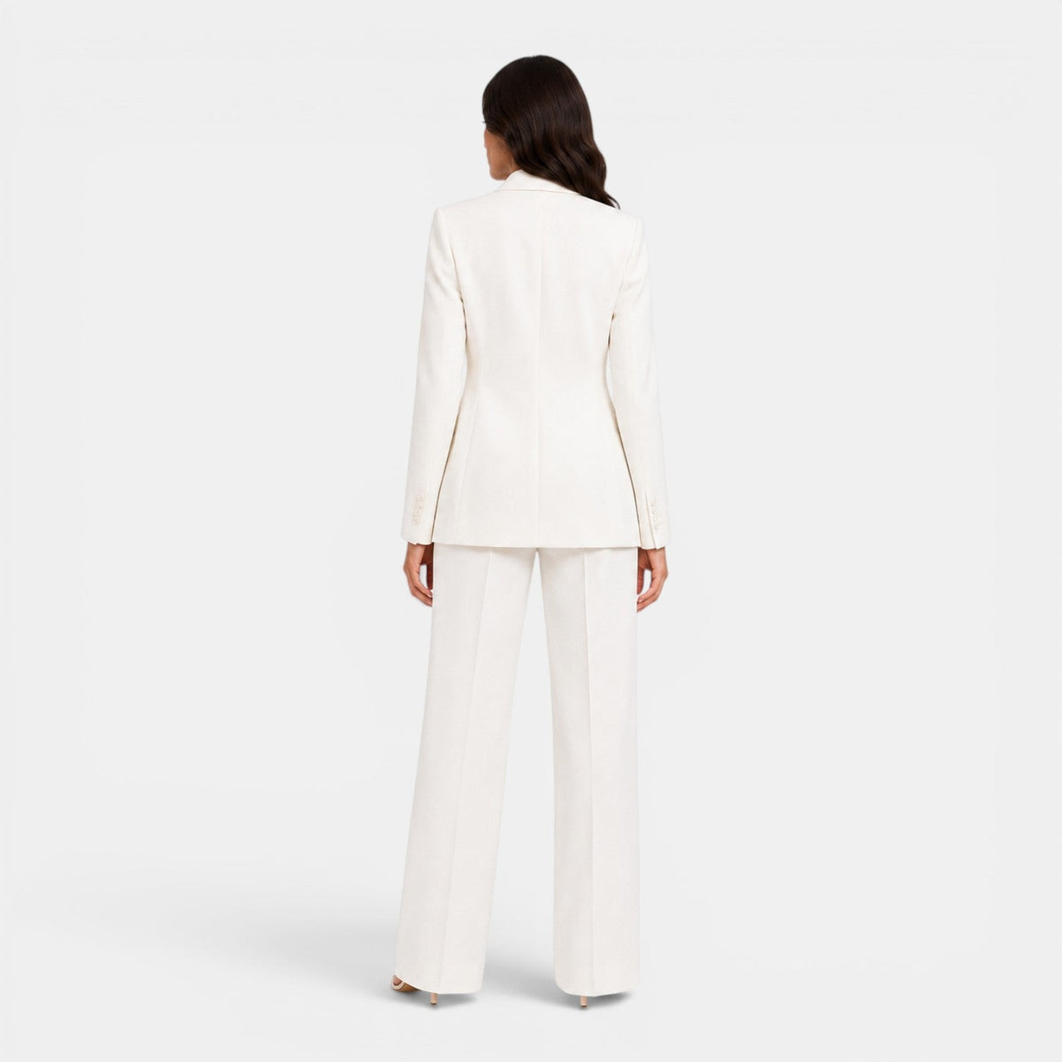 Women's tailored blazer and wide leg trousers suit