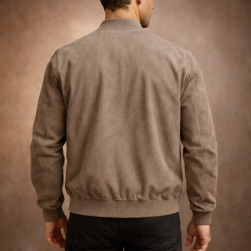 Adelchi Men's Suede-Look Smart Casual Bomber Jacket product view