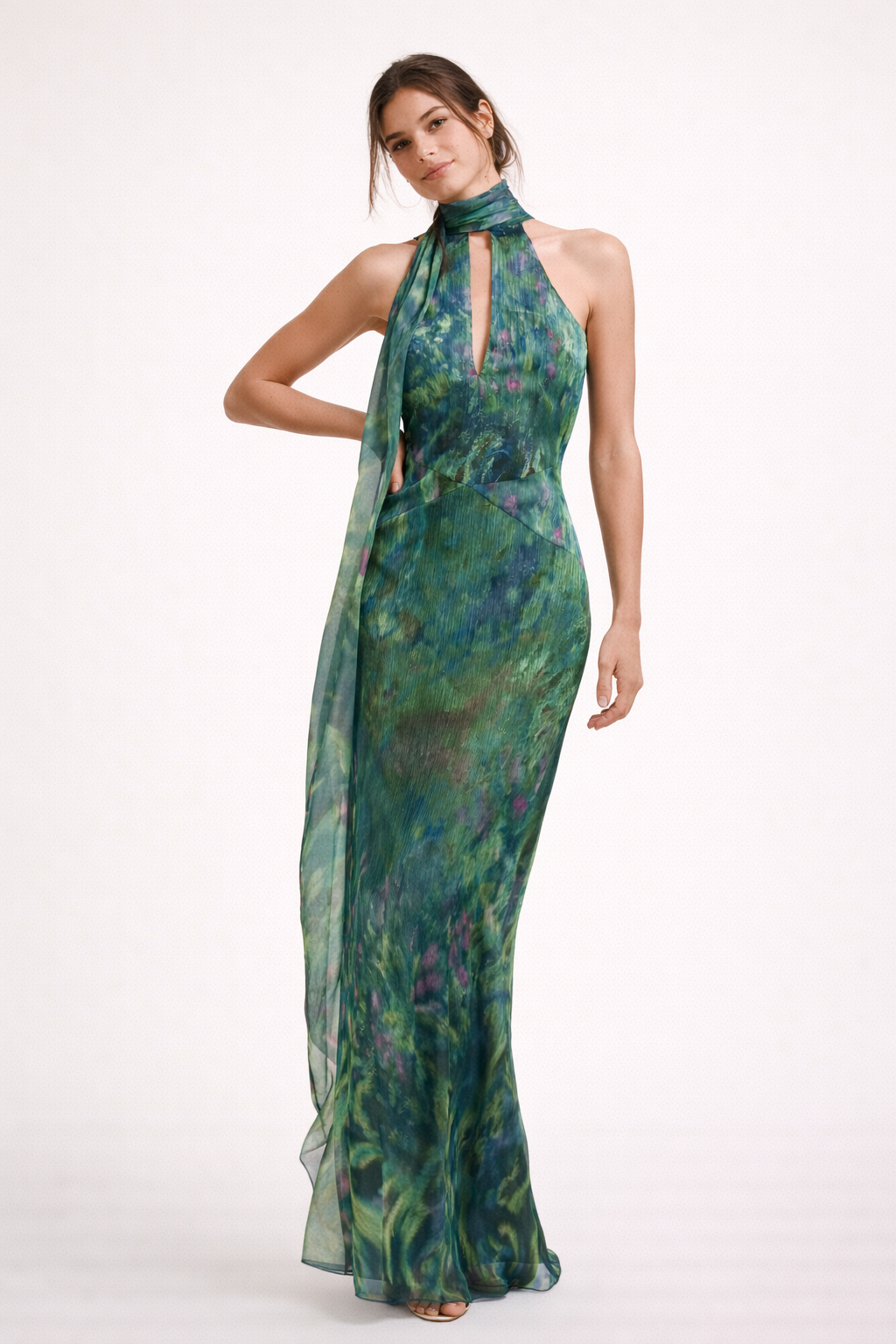 Women's Flowing High-Neck Halter Maxi Dress original product photo