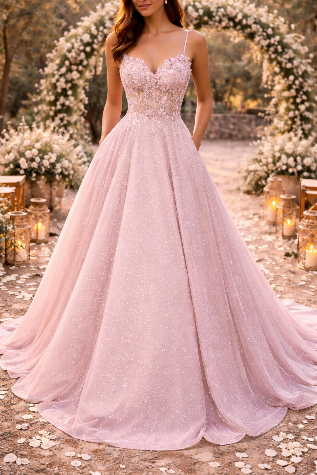 Women's Embroidered Bodice Dress with Full Tulle Skirt – original product photo 1