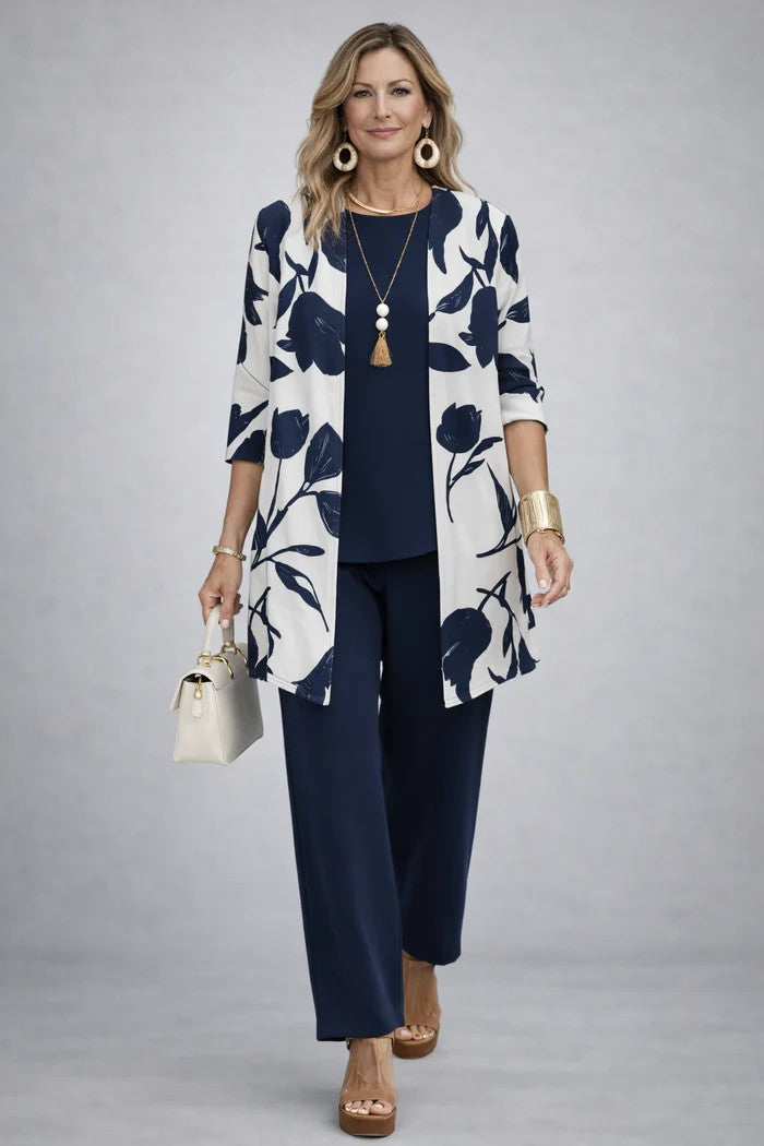 Women's Printed Jacket, Tunic and Trousers Three-Piece Set – source image 8