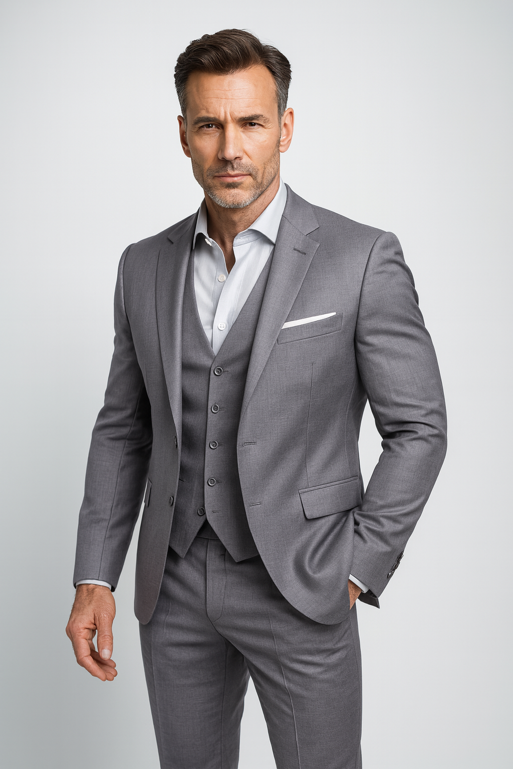 Men's Three-Piece Slim-Fit Suit with Waistcoat original product image 3