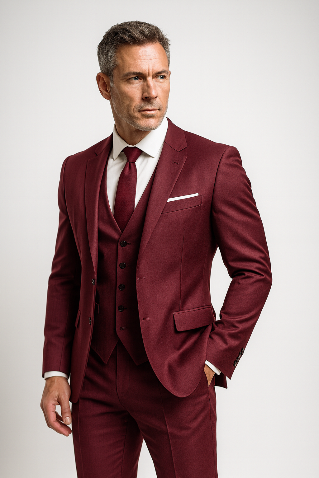 Men's Three-Piece Slim-Fit Suit with Waistcoat original product image 5