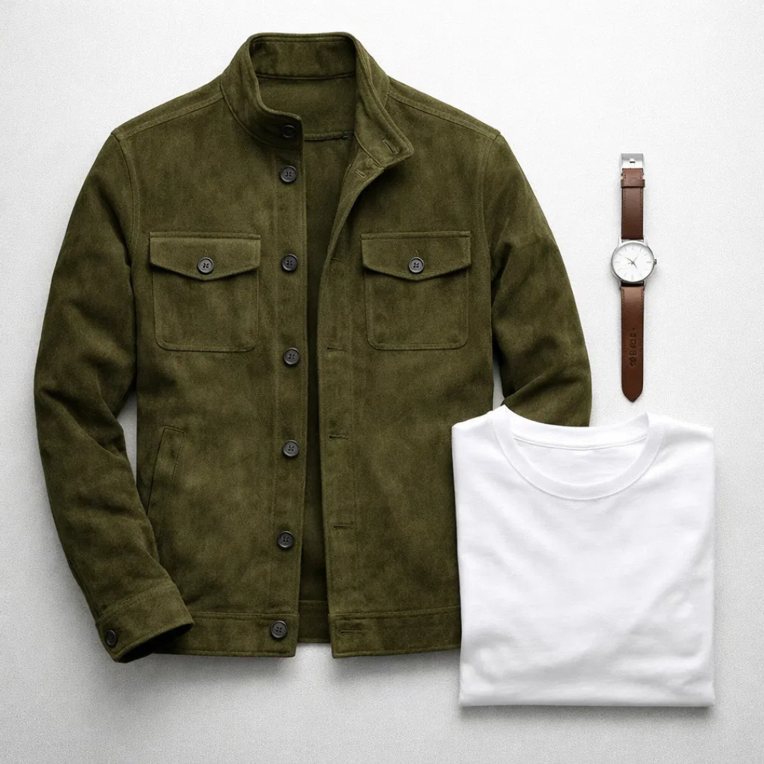 Salvatore | Men's Suede-Look Flap-Pocket Casual Jacket original photo 6