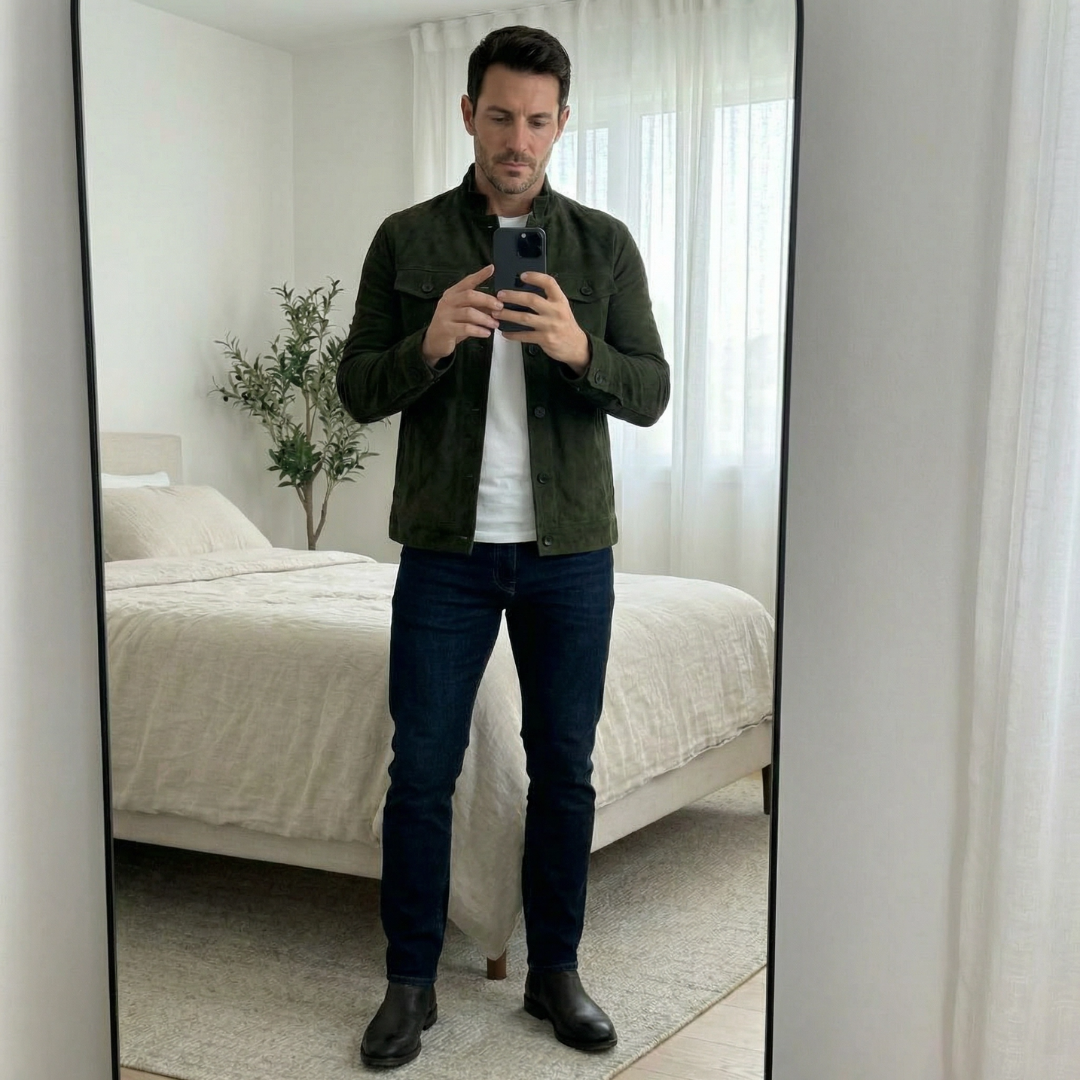 Salvatore | Men's Suede-Look Flap-Pocket Casual Jacket original photo 7