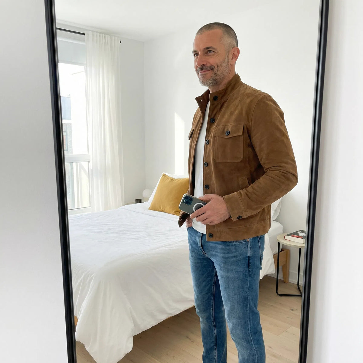 Salvatore | Men's Suede-Look Flap-Pocket Casual Jacket original photo 8