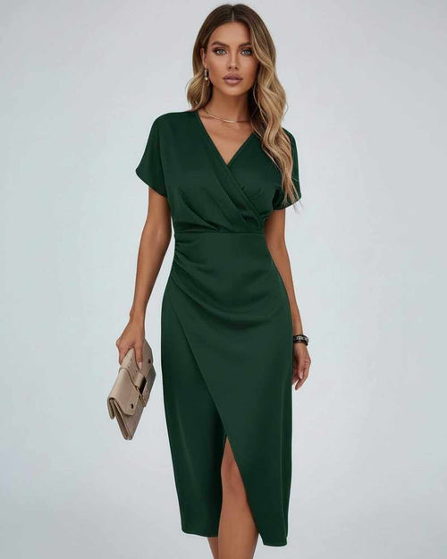 Women's Wrap-Front Draped Midi Dress with Split Hem original product image 2