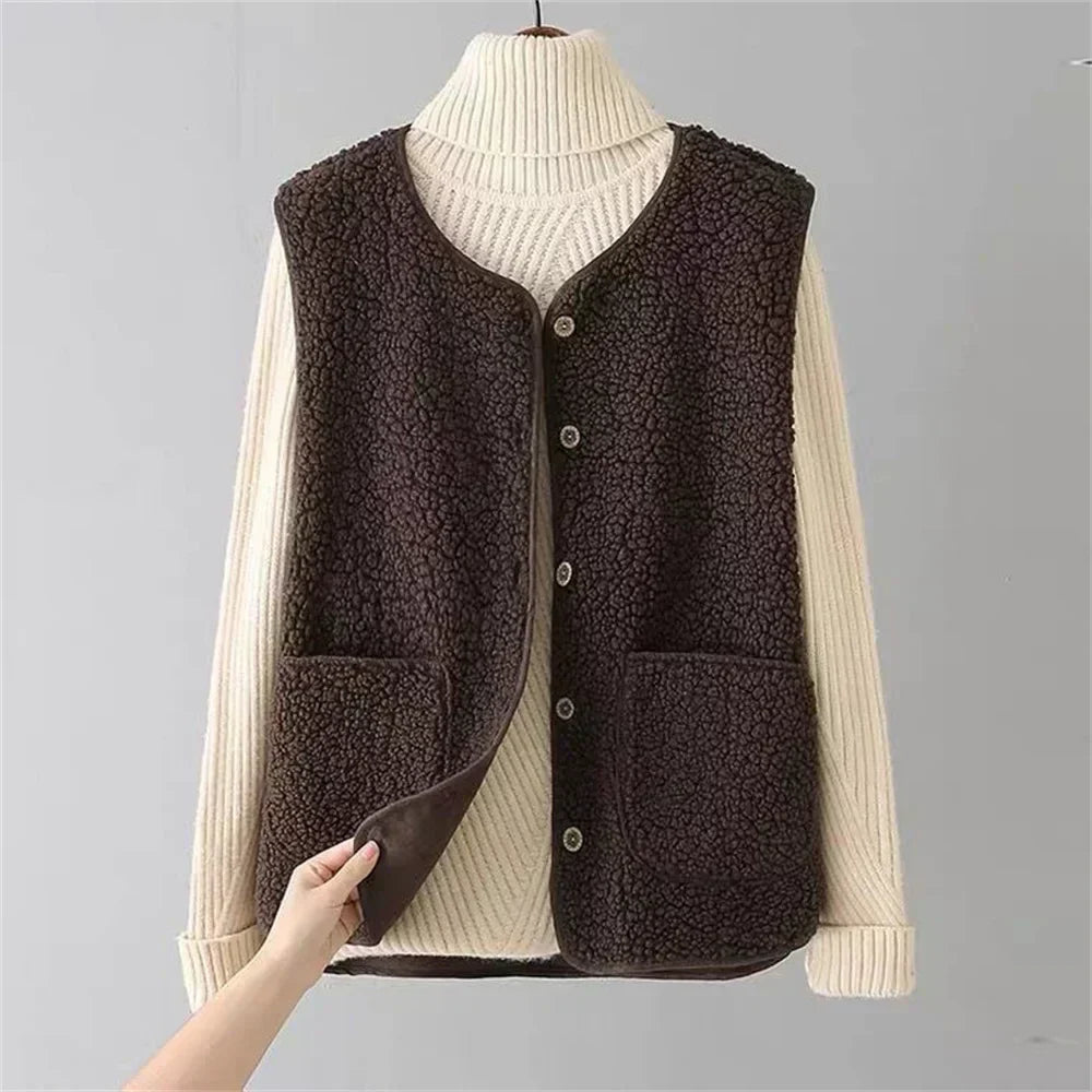Teresa Women's Shearling-Look Button-Front Layering Vest source product photo