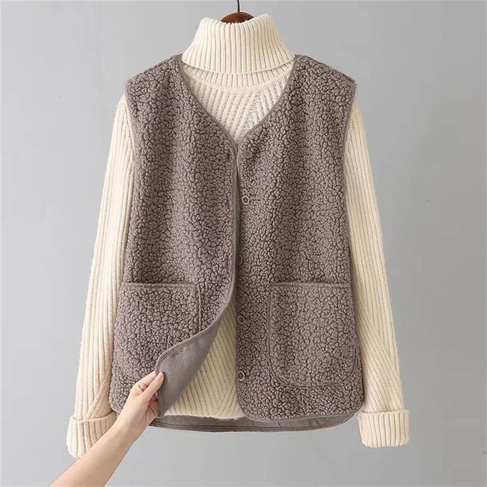 Teresa Women's Shearling-Look Button-Front Layering Vest source product photo