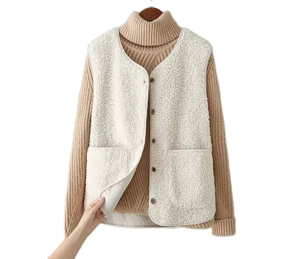 Teresa Women's Shearling-Look Button-Front Layering Vest source product photo