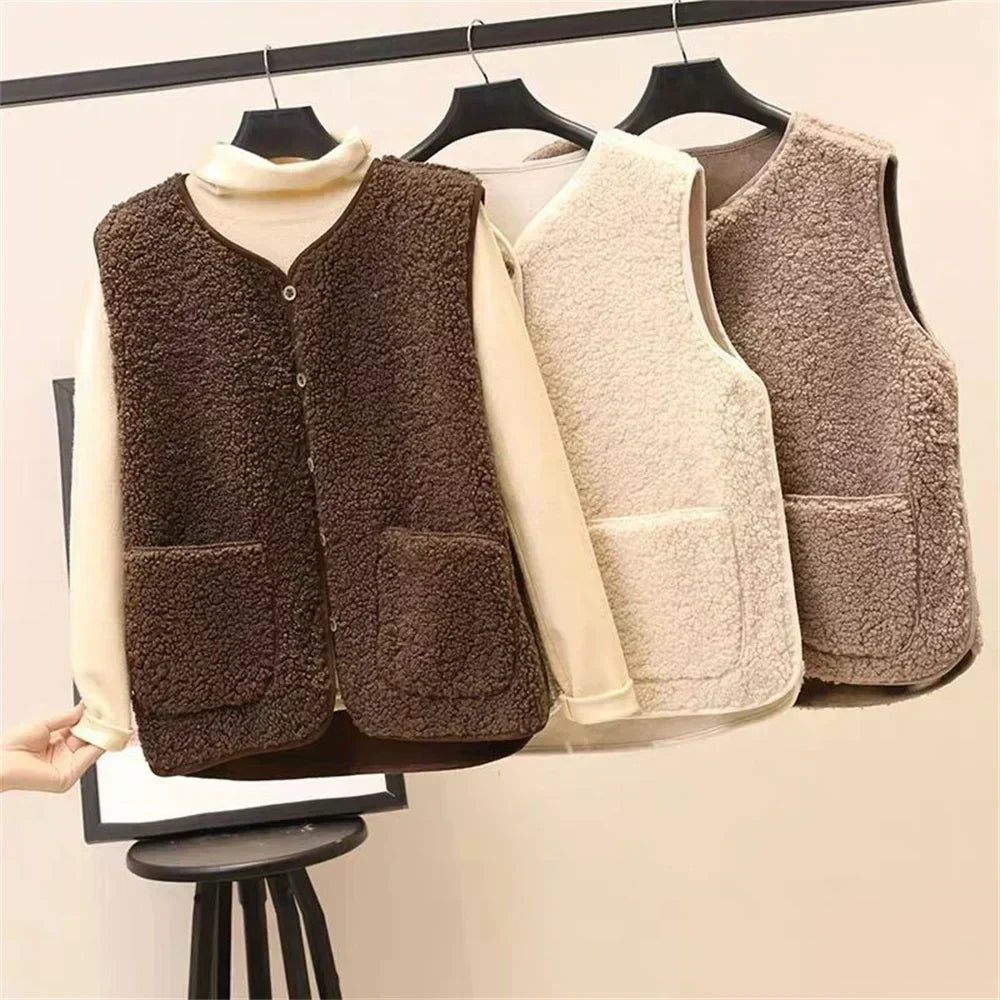Teresa Women's Shearling-Look Button-Front Layering Vest source product photo