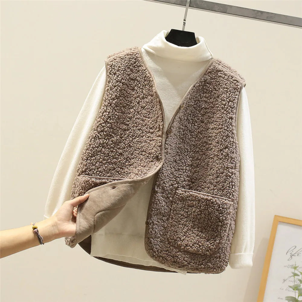 Teresa Women's Shearling-Look Button-Front Layering Vest source product photo