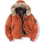 Men's Faux-Fur-Hood Quilted Bomber Jacket original photo