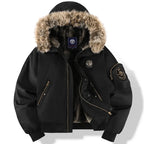 Men's Faux-Fur-Hood Quilted Bomber Jacket original photo