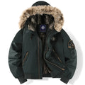 Men's Faux-Fur-Hood Quilted Bomber Jacket original photo