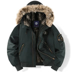 Men's Faux-Fur-Hood Quilted Bomber Jacket original photo