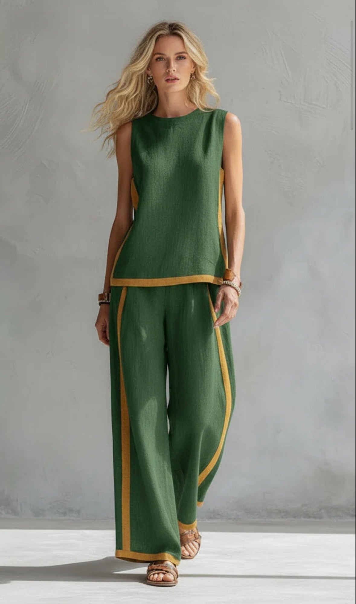 Beatrice | Women's Contrast-Trim Waistcoat and Trousers Set - original view 5