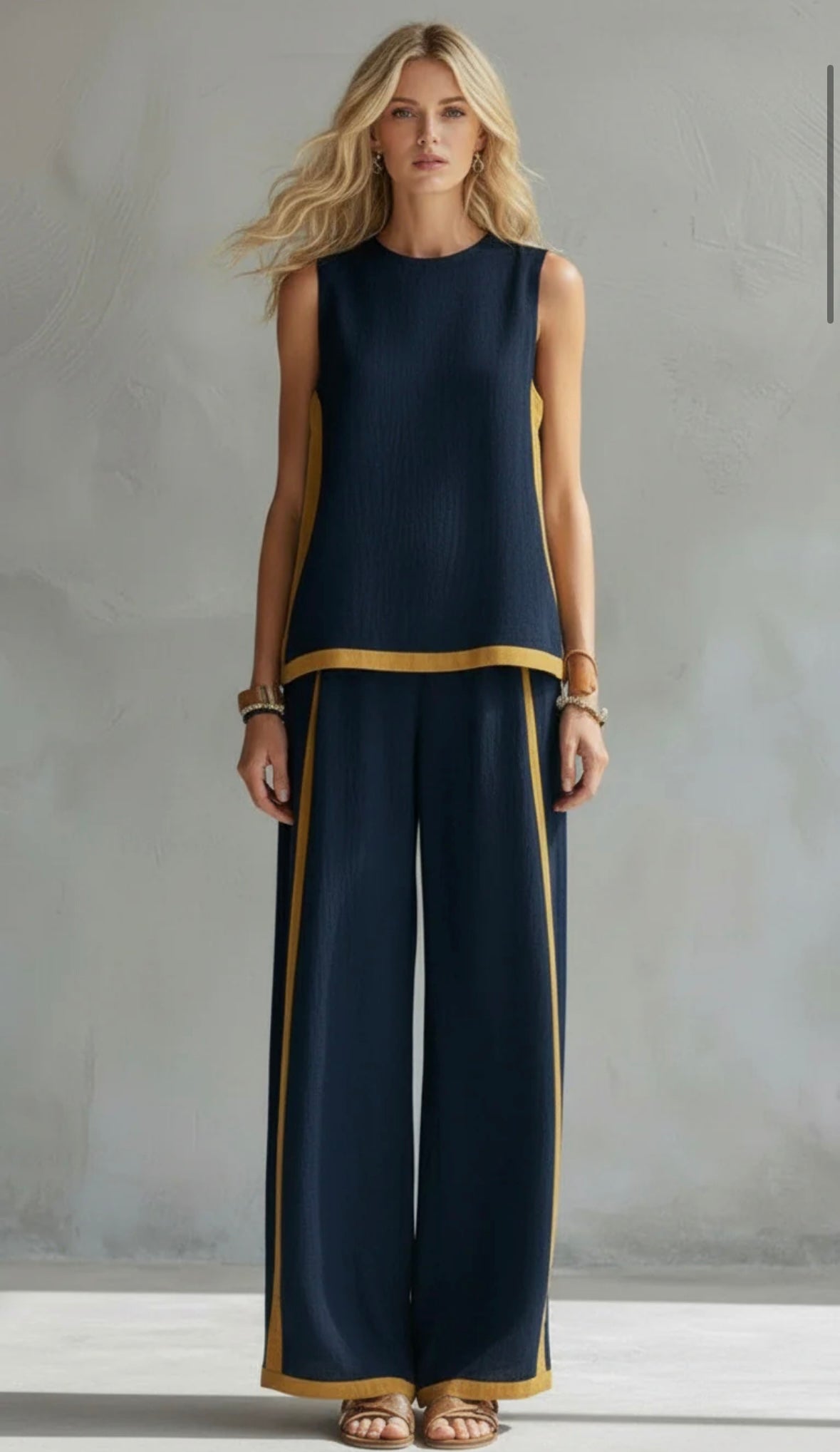 Beatrice | Women's Contrast-Trim Waistcoat and Trousers Set - original view 6