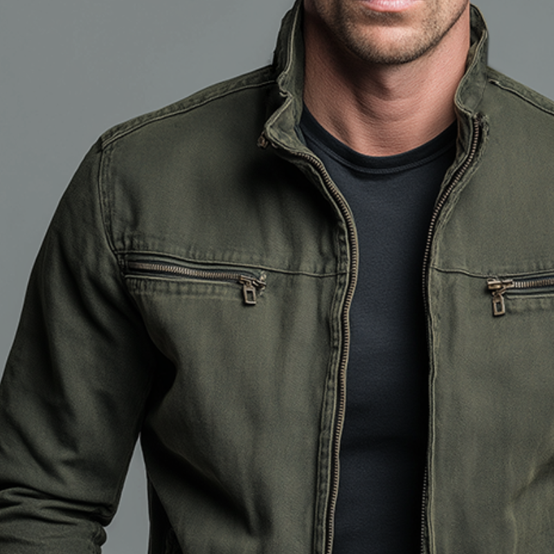Men's Vintage Stand-Collar Zip Jacket with Pockets original product image 2