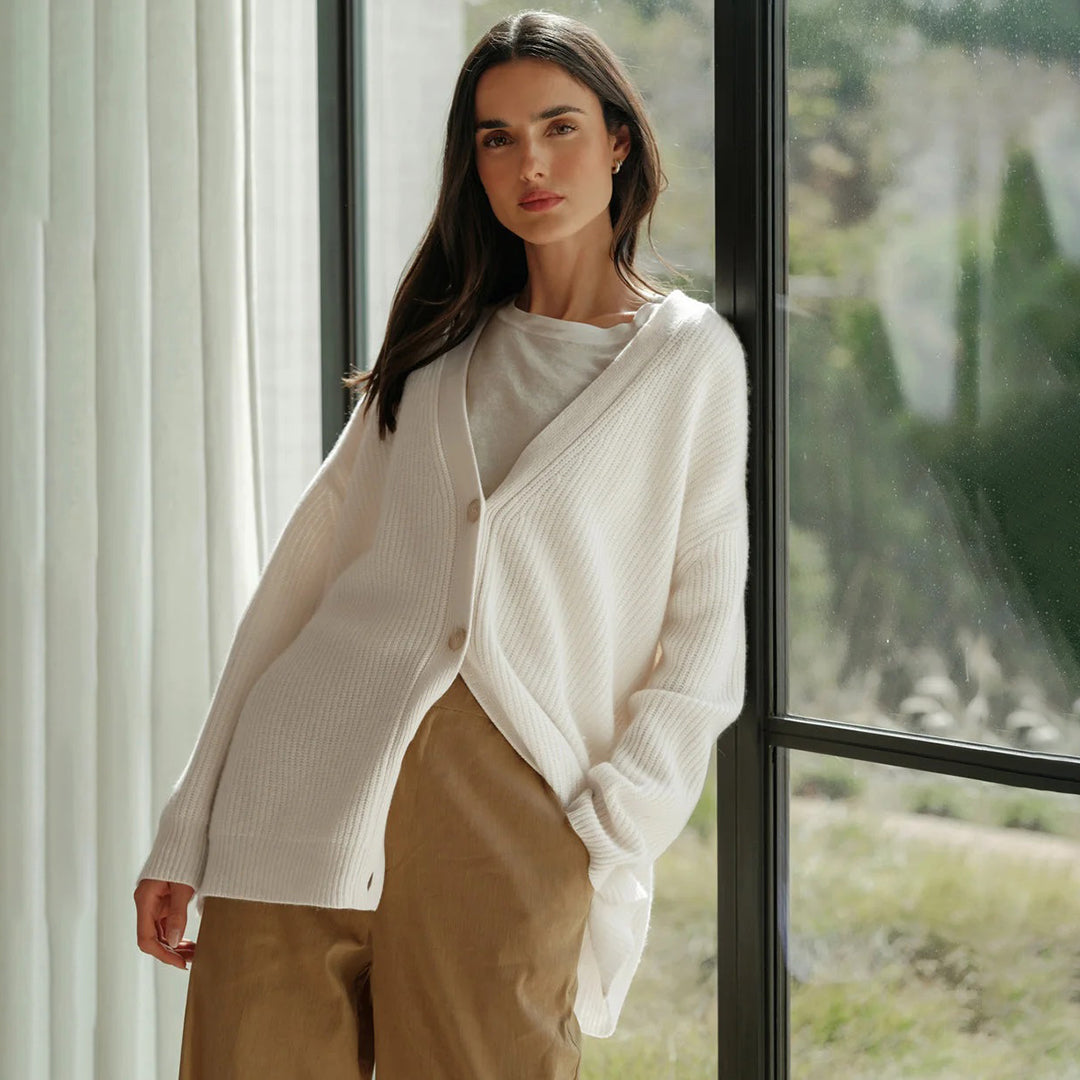 Benedetta | Women's Oversized Knit Cardigan for Layering – Rose Beige