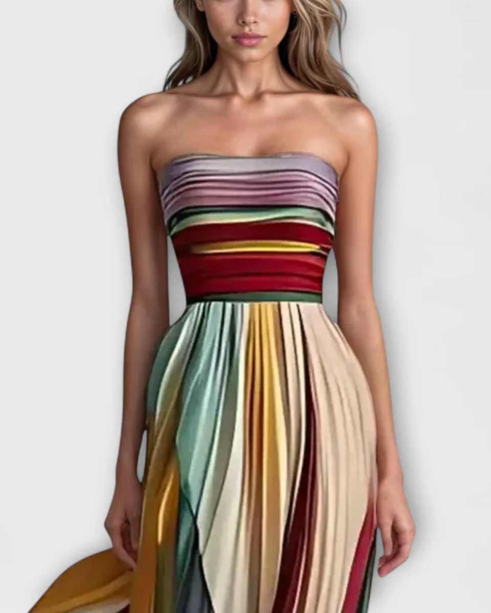 Women's Strapless Pleated A-Line Maxi Dress product image