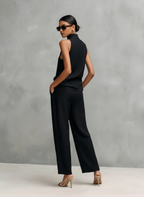 Women's Sleeveless Round-Neck Top and Matching Trousers Set - original photo 6