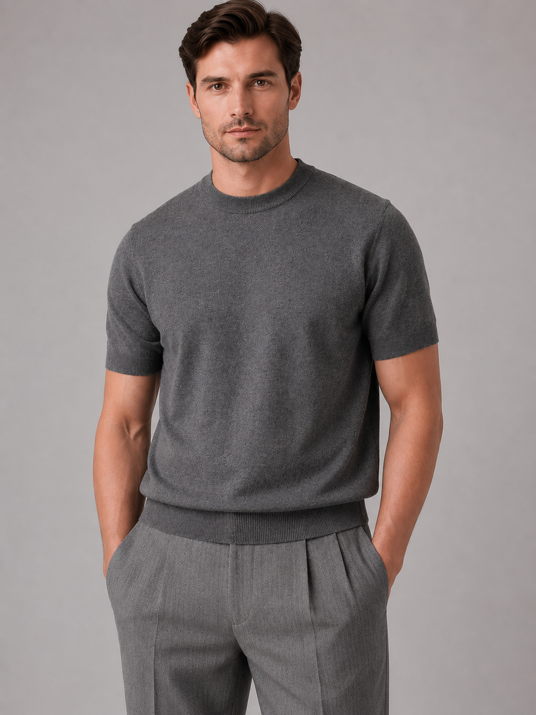 Enrico fine-knit crew-neck T-shirt product photo
