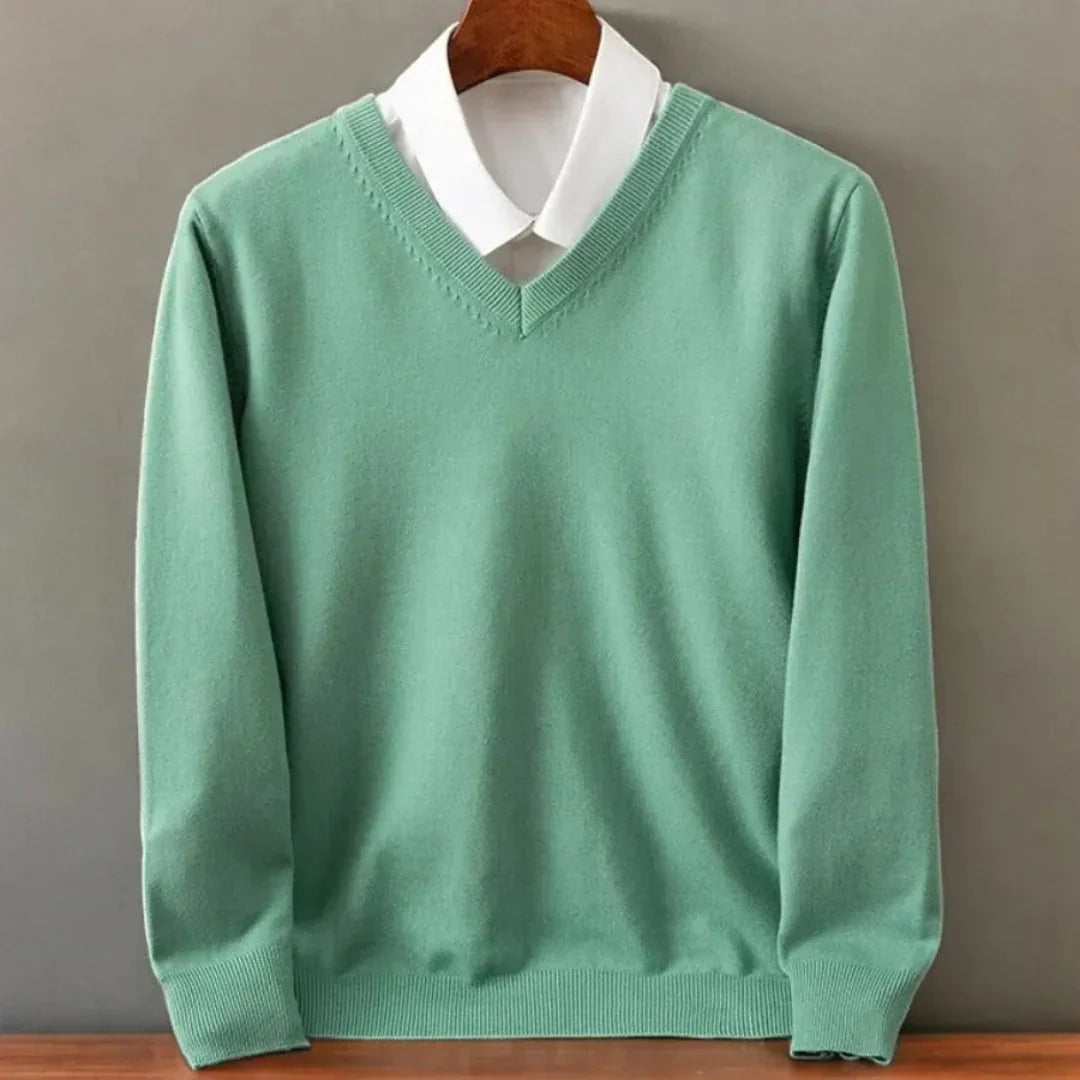Men's Classic V-Neck Fine-Knit Sweater original item photo