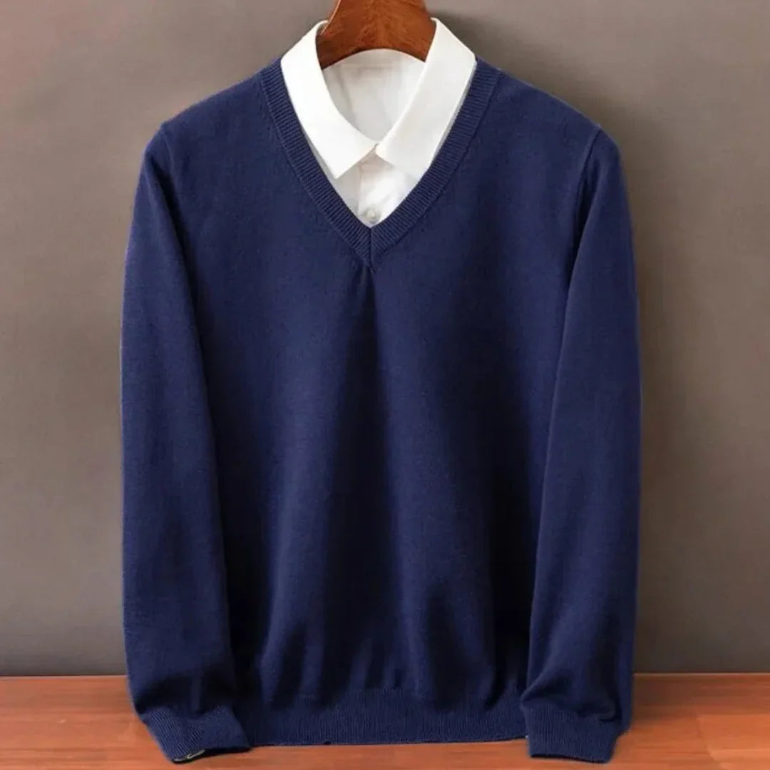 Men's Classic V-Neck Fine-Knit Sweater original item photo