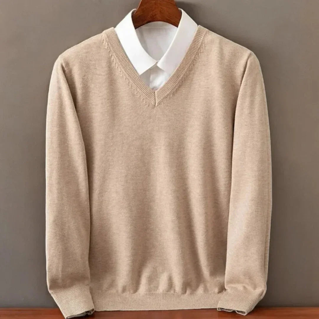 Men's Classic V-Neck Fine-Knit Sweater original item photo