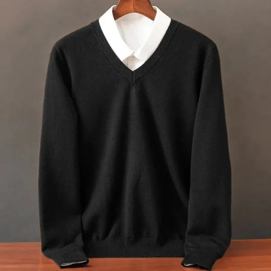 Men's Classic V-Neck Fine-Knit Sweater original item photo