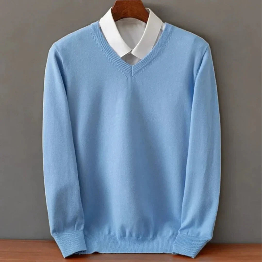 Men's Classic V-Neck Fine-Knit Sweater original item photo