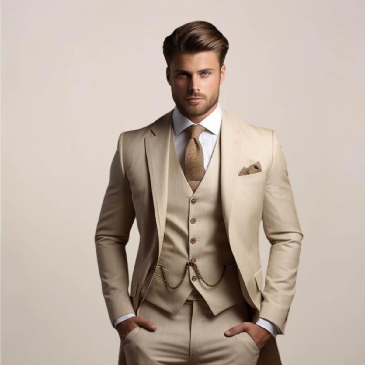 Orazio Men's Classic Tailored Three-Piece Wedding Suit product view