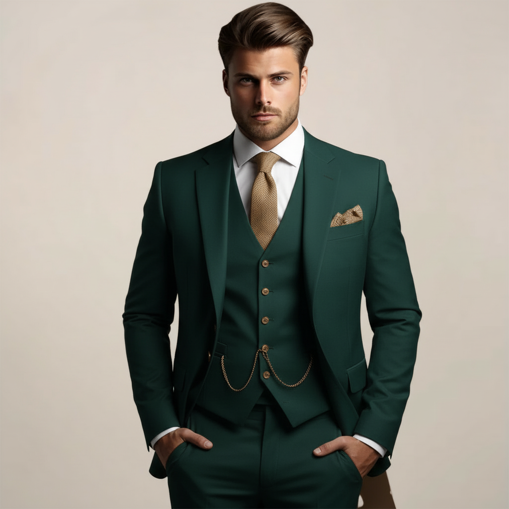 Orazio Men's Classic Tailored Three-Piece Wedding Suit product view