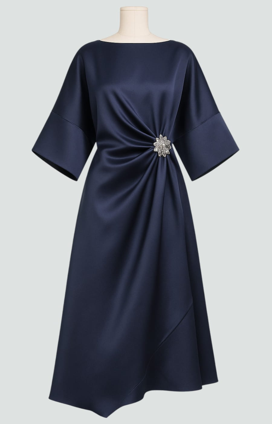 Women's Draped Maxi Gown with Brooch and Cape Sleeves – original product photo 7
