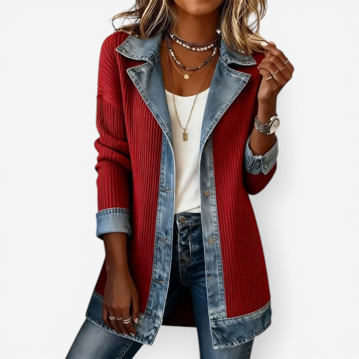 Rosanna | Women's Textured Layered-Collar Button Jacket original photo 5