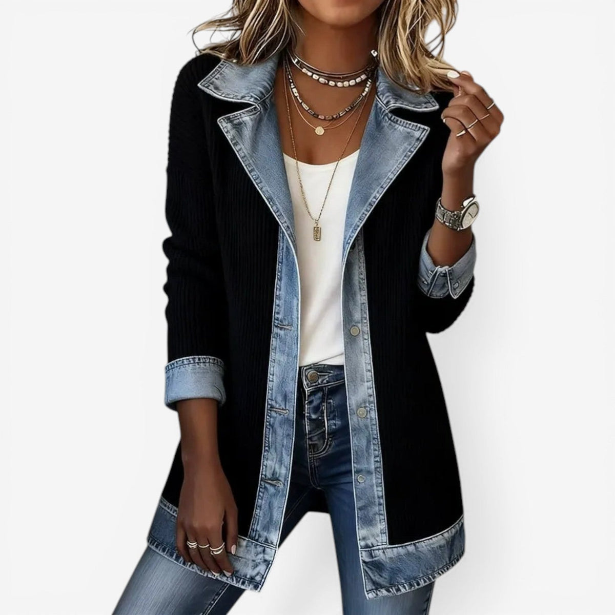 Rosanna | Women's Textured Layered-Collar Button Jacket original photo 2