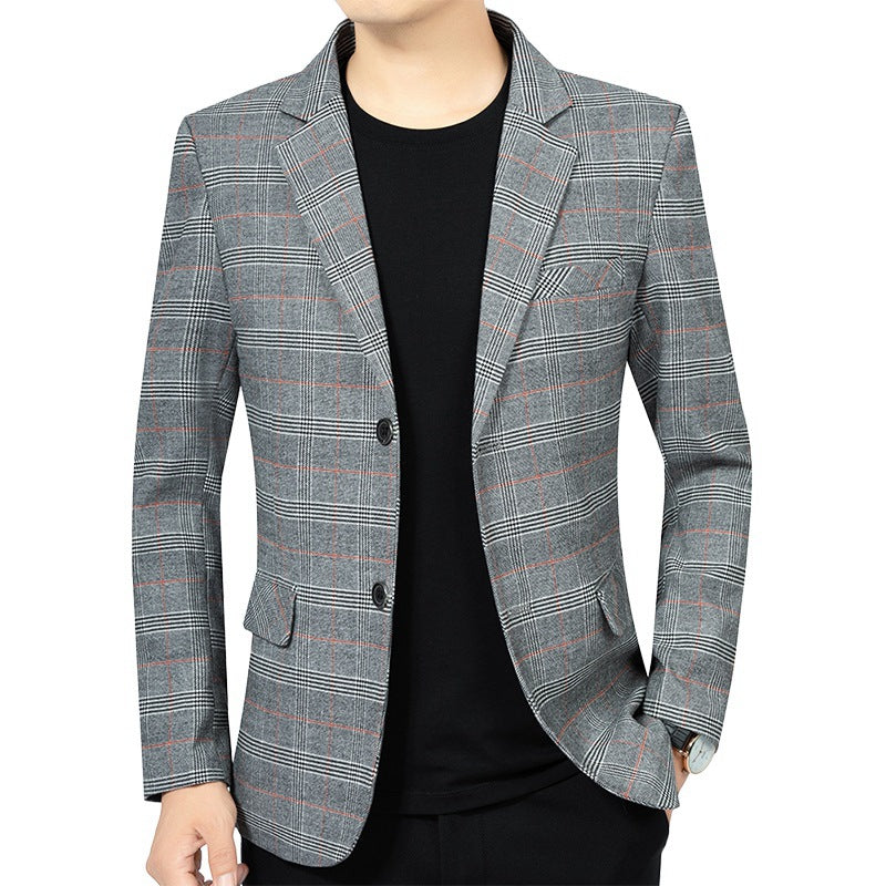 Valerio | Giacca blazer da uomo a quadri, rever dentellato, monopetto, stile elegante casual
