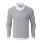 Giulio | Men's Knitted Polo Shirt Colour Block Contrast Collar Long Sleeve