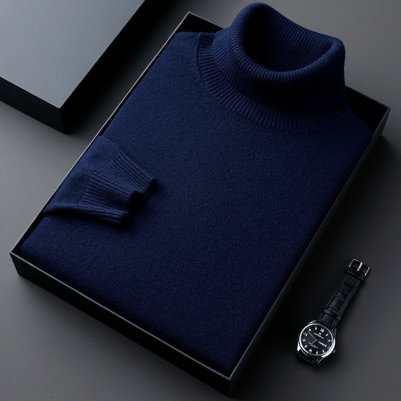 Vittorio | Men's Knitted High-Neck Long-Sleeve Sweater – Navy