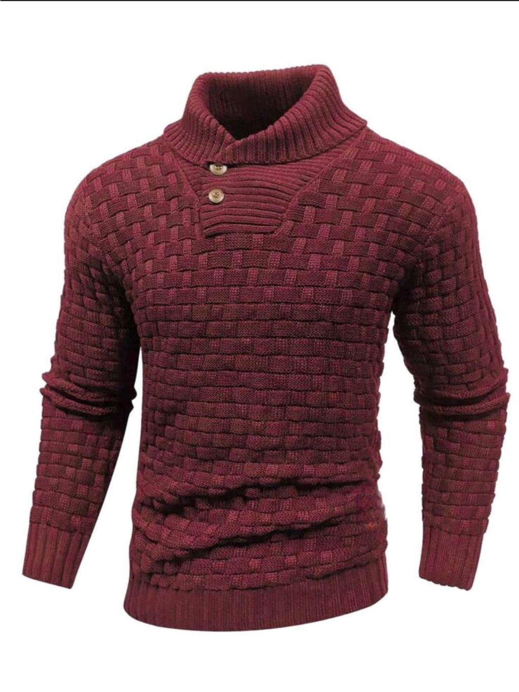 Fabio | Maglione da uomo con collo a scialle, maglia testurizzata, abbottonatura al collo e polsini a coste