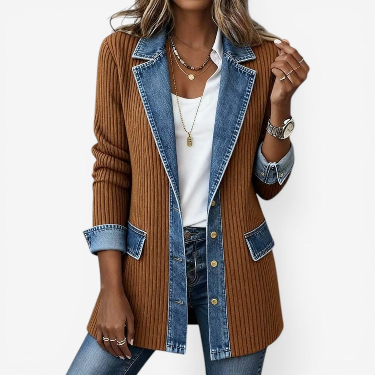 Rosanna | Women's Textured Layered-Collar Button Jacket original photo 4