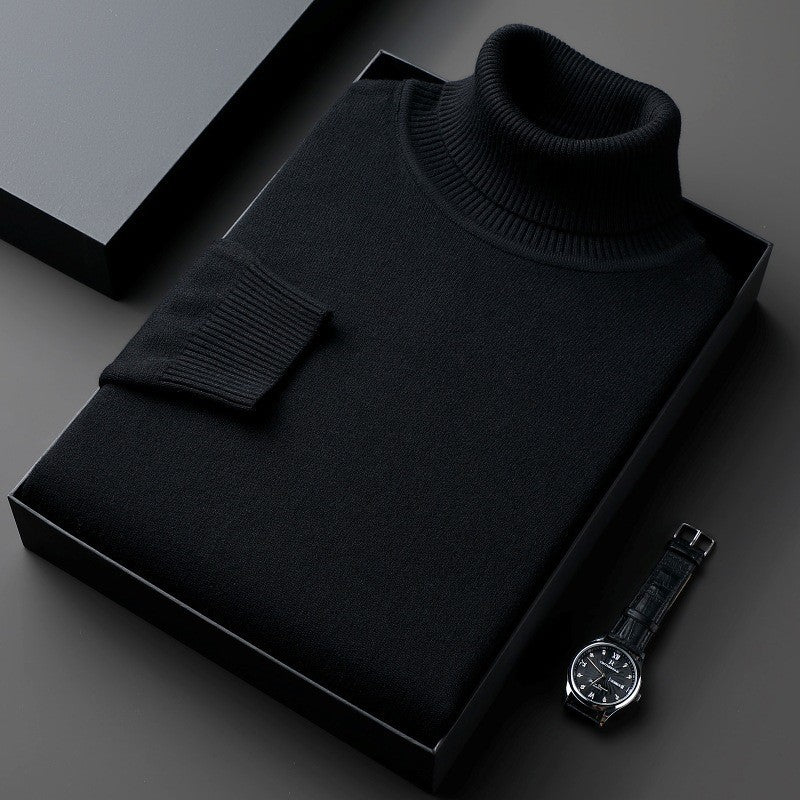 Vittorio | Men's Knitted High-Neck Long-Sleeve Sweater – Black