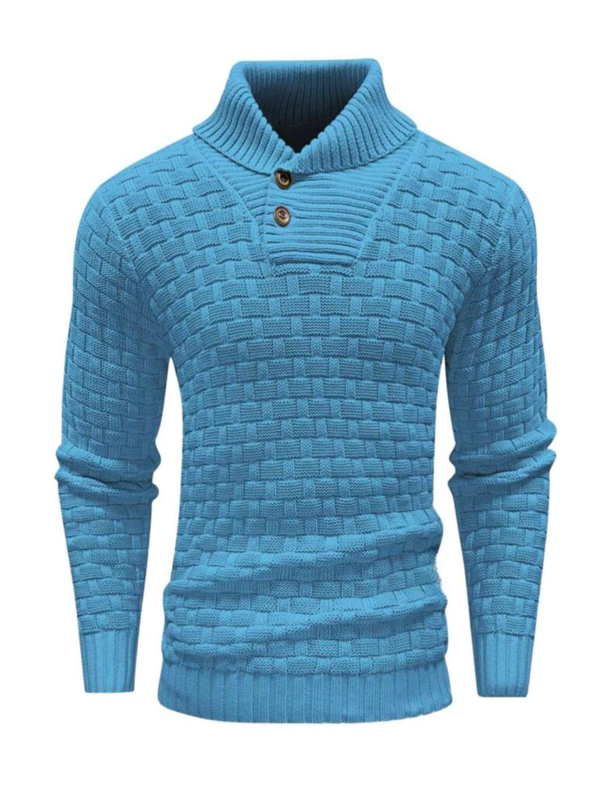 Fabio | Maglione da uomo con collo a scialle, maglia testurizzata, abbottonatura al collo e polsini a coste