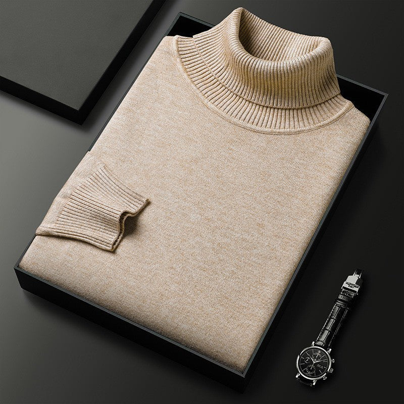 Vittorio | Men's Knitted High-Neck Long-Sleeve Sweater – Beige