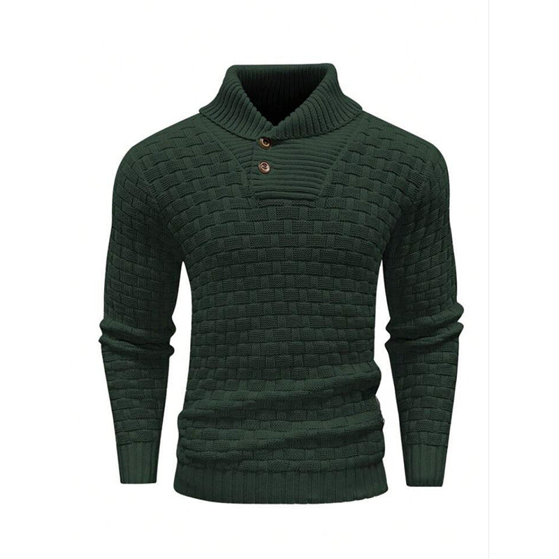 Fabio | Maglione da uomo con collo a scialle, maglia testurizzata, abbottonatura al collo e polsini a coste